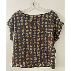 Gray, Cream & Orange Crop Top by Chloe K Size Small